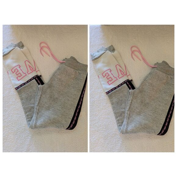 Bobbie Brooks LOVE gray, pink, white sweatpants jogger pants Sz S - Picture 5 of 10